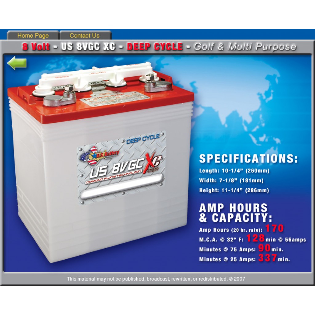 6 x US Battery 8v 8volt 48v Golf Cart Batteries for Yamaha, Club Car 8 Volt Battery In 6 Volt System